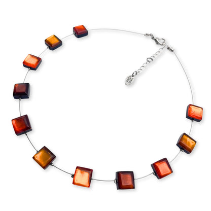 Pumpkin Square Buttons Necklace
