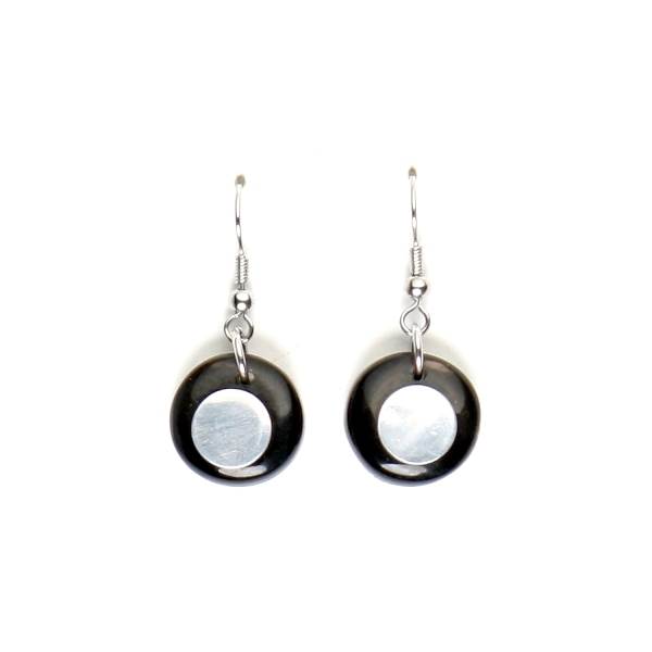 Black Stacked Circle Fish Hook Earrings | The Jewellery Stop