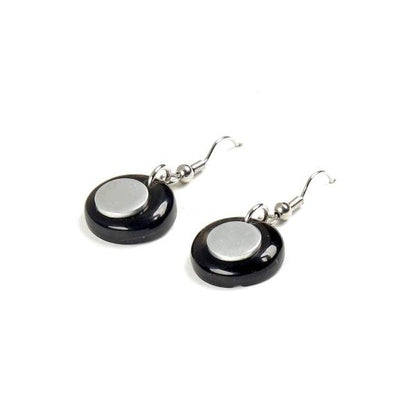 Black Stacked Circle Fish Hook Earrings | The Jewellery Stop