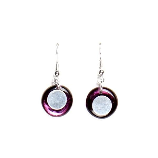 Purple Stacked Circle Fish Hook Earrings | The Jewellery Stop
