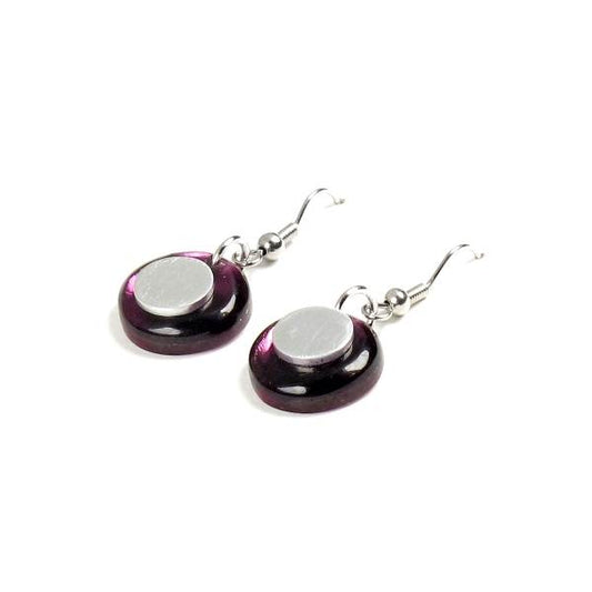 Purple Stacked Circle Fish Hook Earrings | The Jewellery Stop