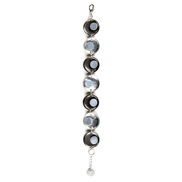 Black Stacked Circle Two - Tone Bracelet | The Jewellery Stop