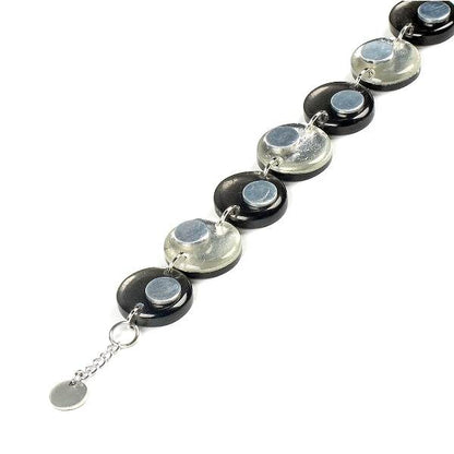 Black Stacked Circle Two - Tone Bracelet | The Jewellery Stop