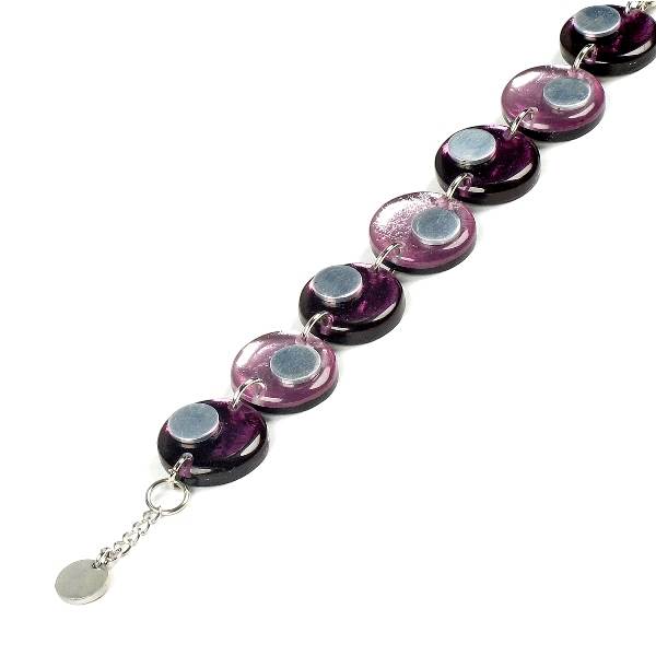 Purple Stacked Circle Two - Tone Bracelet | The Jewellery Stop