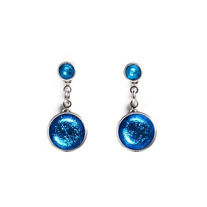 Turquoise Metal Buttons Dangle Stud Earrings | The Jewellery Stop