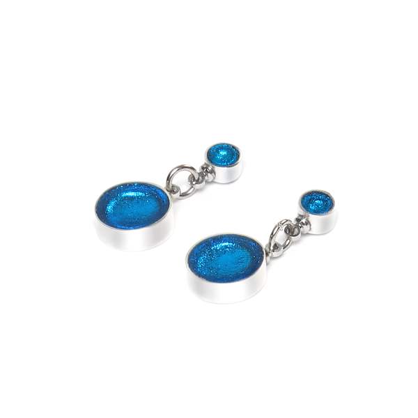 Turquoise Metal Buttons Dangle Stud Earrings | The Jewellery Stop