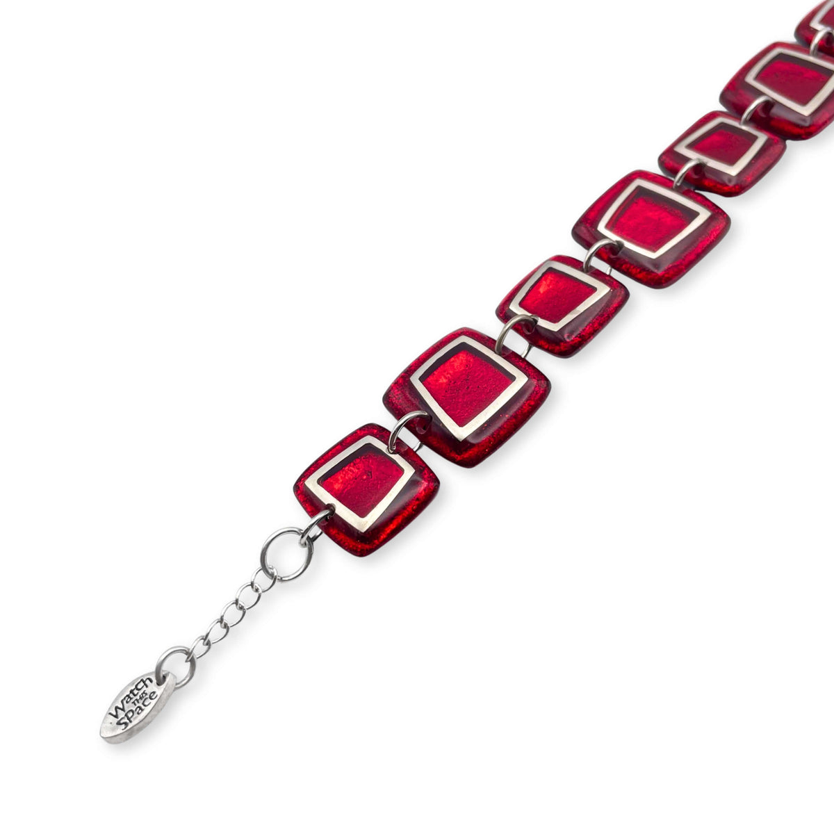 Red Irregular Squares Bracelet