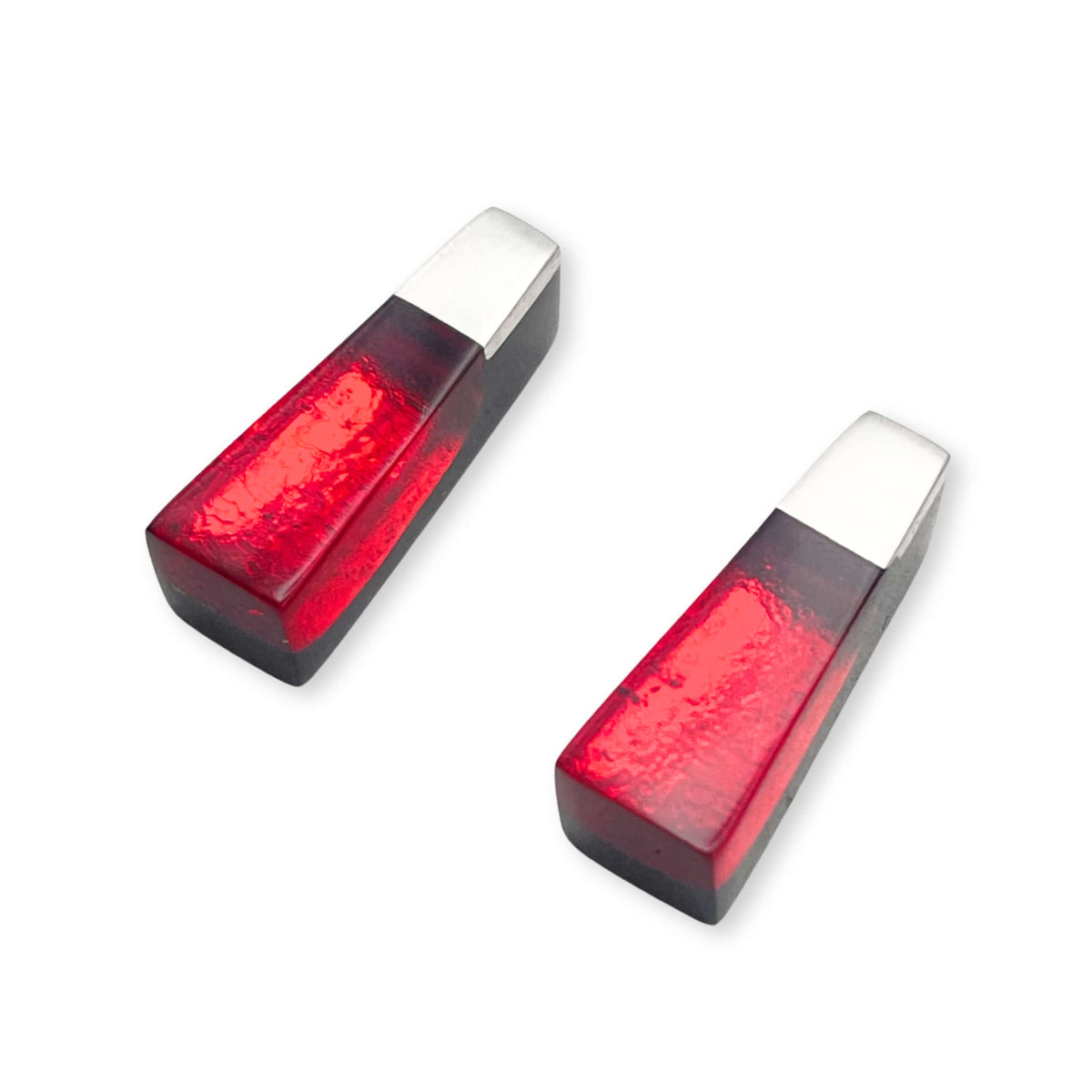 Red Pinstripe Stud Earrings