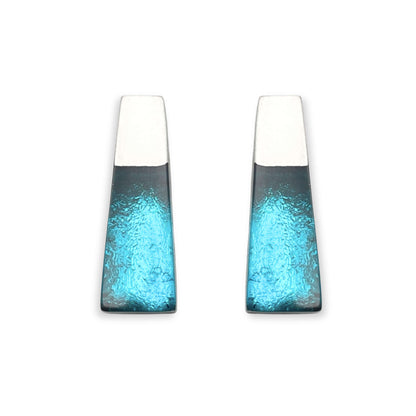 Teal Pinstripe Stud Earrings