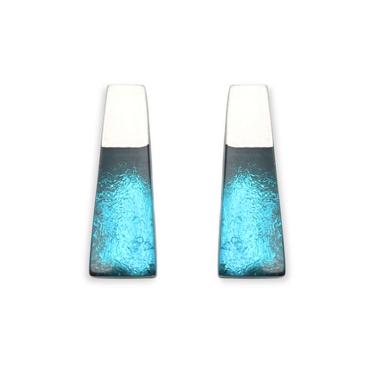 Teal Pinstripe Stud Earrings