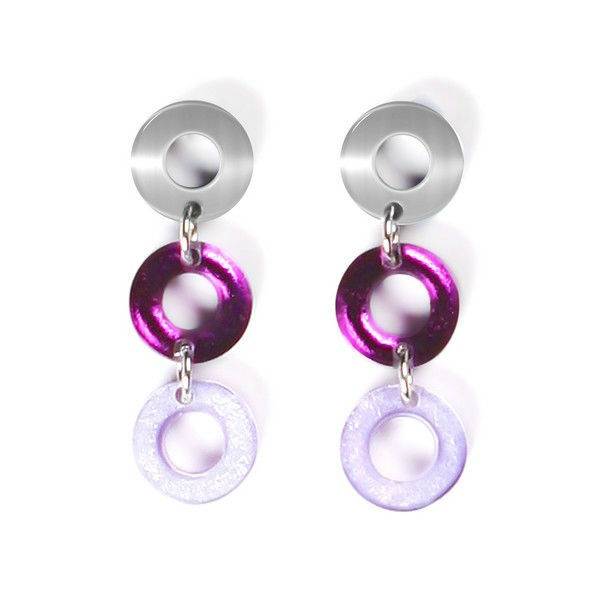Lavender Polo 3 Drop Stud Earrings | The Jewellery Stop