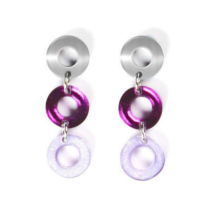 Lavender Polo 3 Drop Stud Earrings | The Jewellery Stop