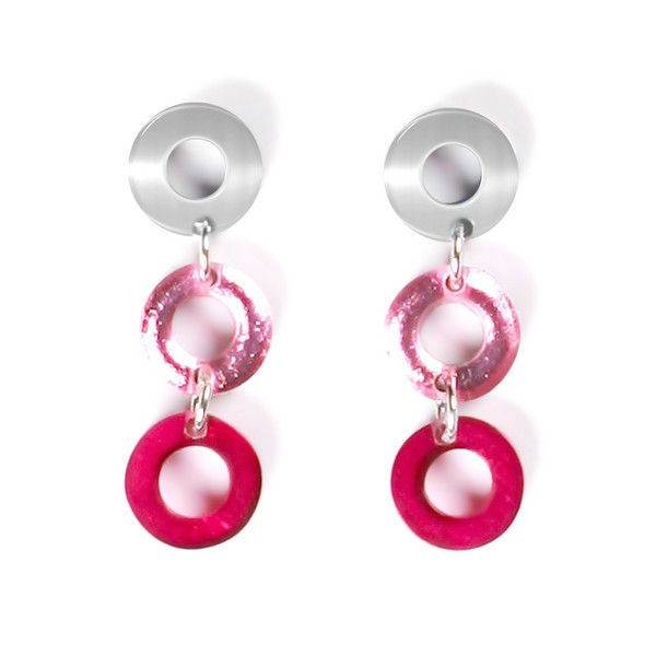 Raspberry Polo 3 Drop Stud Earrings | The Jewellery Stop