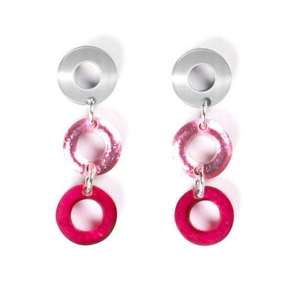 Raspberry Polo 3 Drop Stud Earrings | The Jewellery Stop