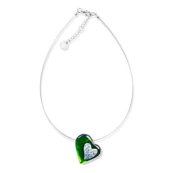 Green Hammered Heart Pendant | The Jewellery Stop