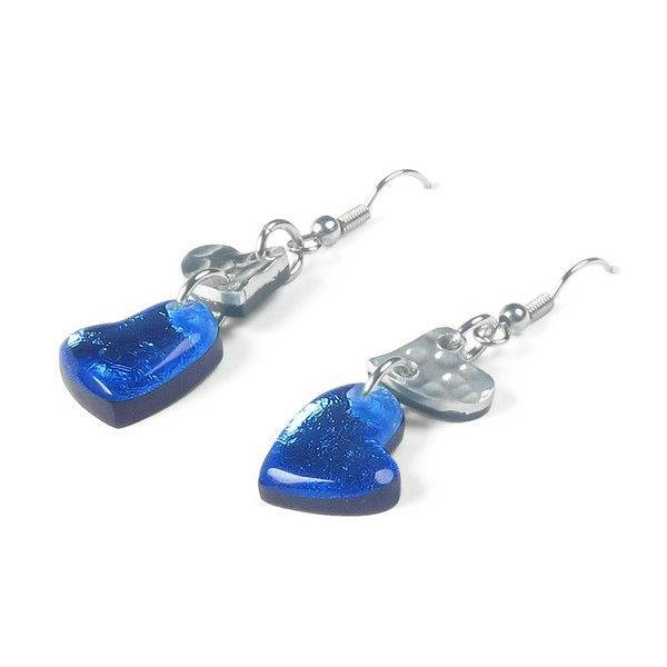 Azure Hammered Heart Fish Hook Earrings | The Jewellery Stop