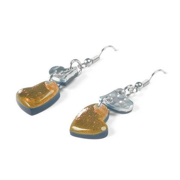 Gold Hammered Heart Fish Hook Earrings | The Jewellery Stop
