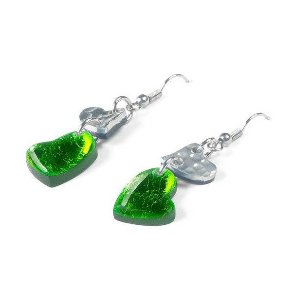 Green Hammered Heart Fish Hook Earrings | The Jewellery Stop