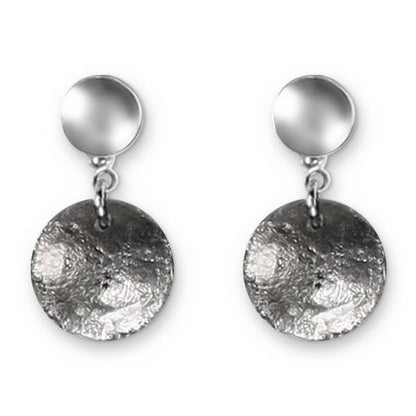 Grey Antique Circles Double Drop Stud Earrings | The Jewellery Stop
