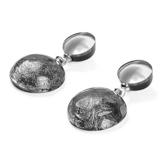 Grey Antique Circles Double Drop Stud Earrings | The Jewellery Stop