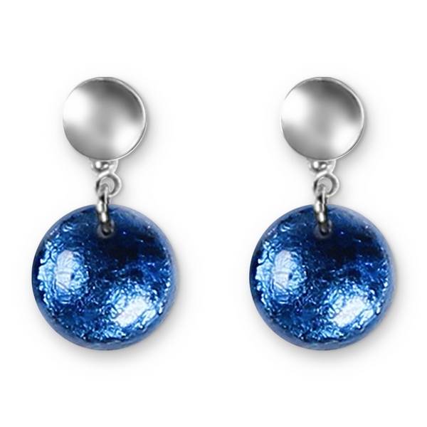 Navy Antique Circles Double Drop Stud Earrings | The Jewellery Stop