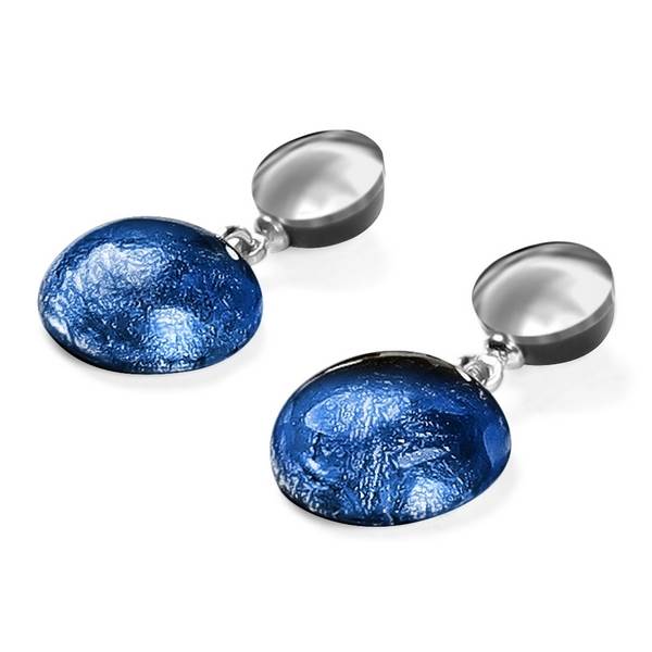 Navy Antique Circles Double Drop Stud Earrings | The Jewellery Stop