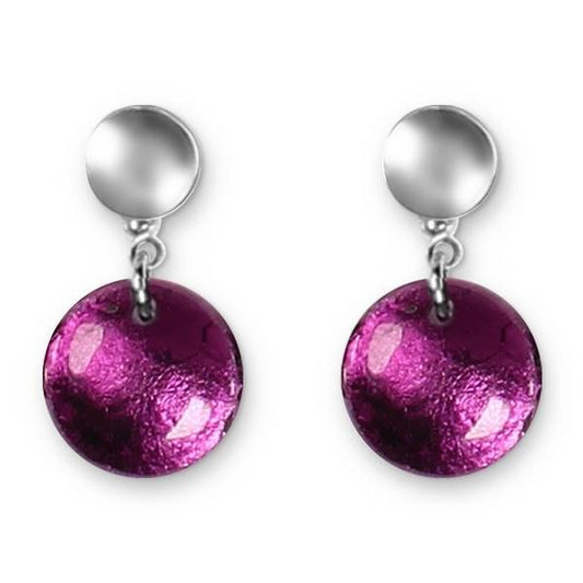Purple Antique Circles Double Drop Stud Earrings | The Jewellery Stop