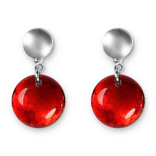 Red Antique Circles Double Drop Stud Earrings | The Jewellery Stop