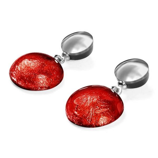 Red Antique Circles Double Drop Stud Earrings | The Jewellery Stop