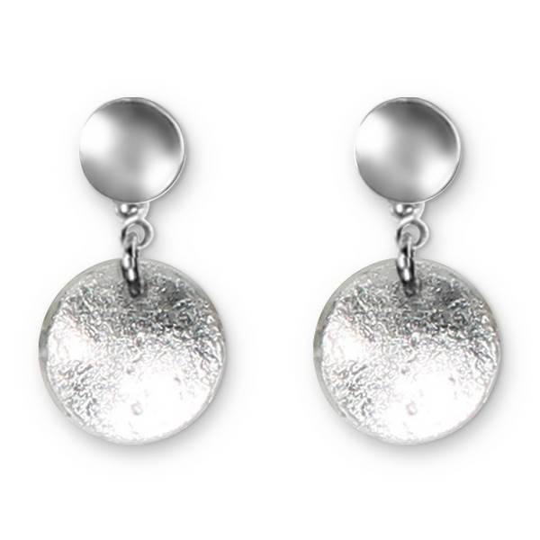 Silver Antique Circles Double Drop Stud Earrings | The Jewellery Stop