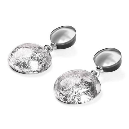 Silver Antique Circles Double Drop Stud Earrings | The Jewellery Stop