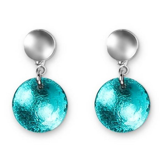 Teal Antique Circles Double Drop Stud Earrings | The Jewellery Stop