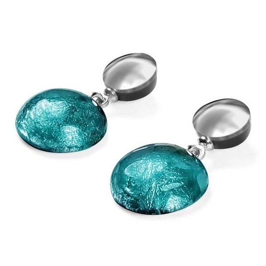 Teal Antique Circles Double Drop Stud Earrings | The Jewellery Stop