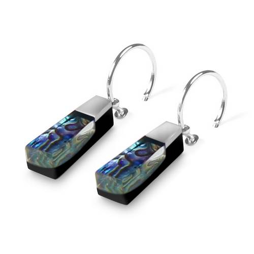 Peacock Pinstripe with Shell Creole Earrings