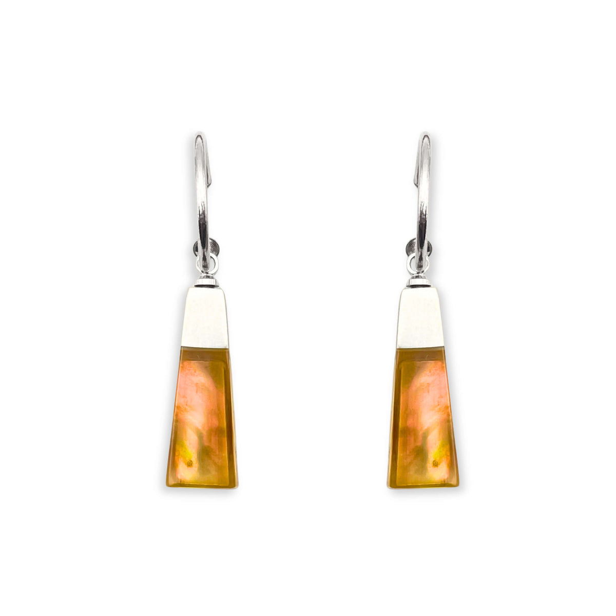 Toffee Pinstripe with Shell Creole Earrings