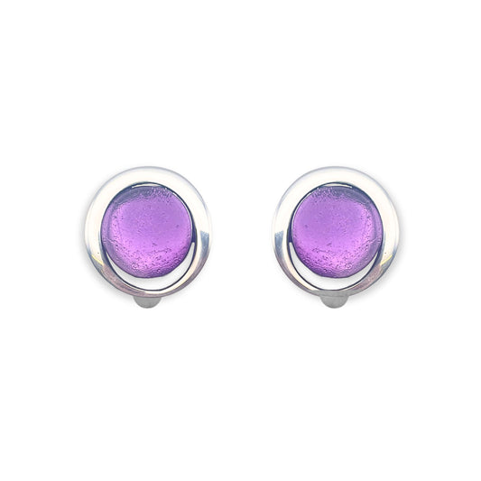 Lilac Eclipse Clip Earrings