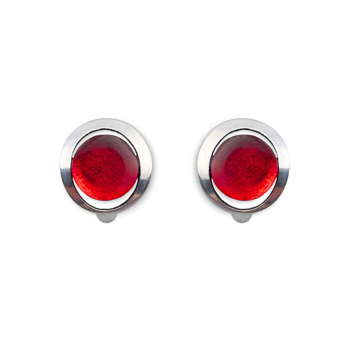 Red Eclipse Clip Earrings