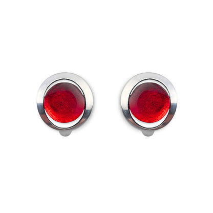 Red Eclipse Clip Earrings
