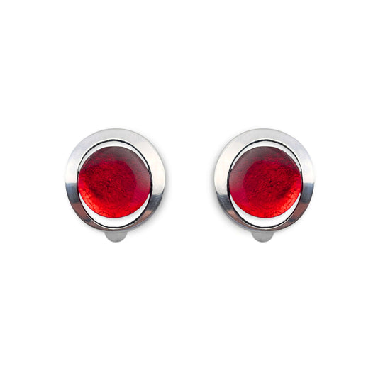 Red Eclipse Clip Earrings