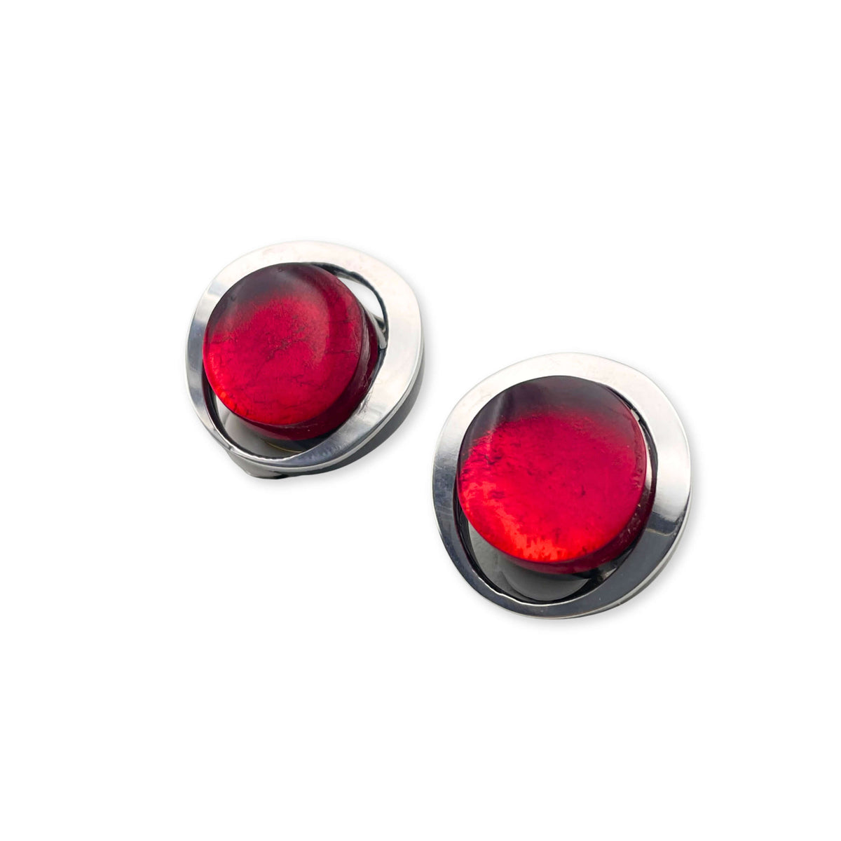 Red Eclipse Clip Earrings