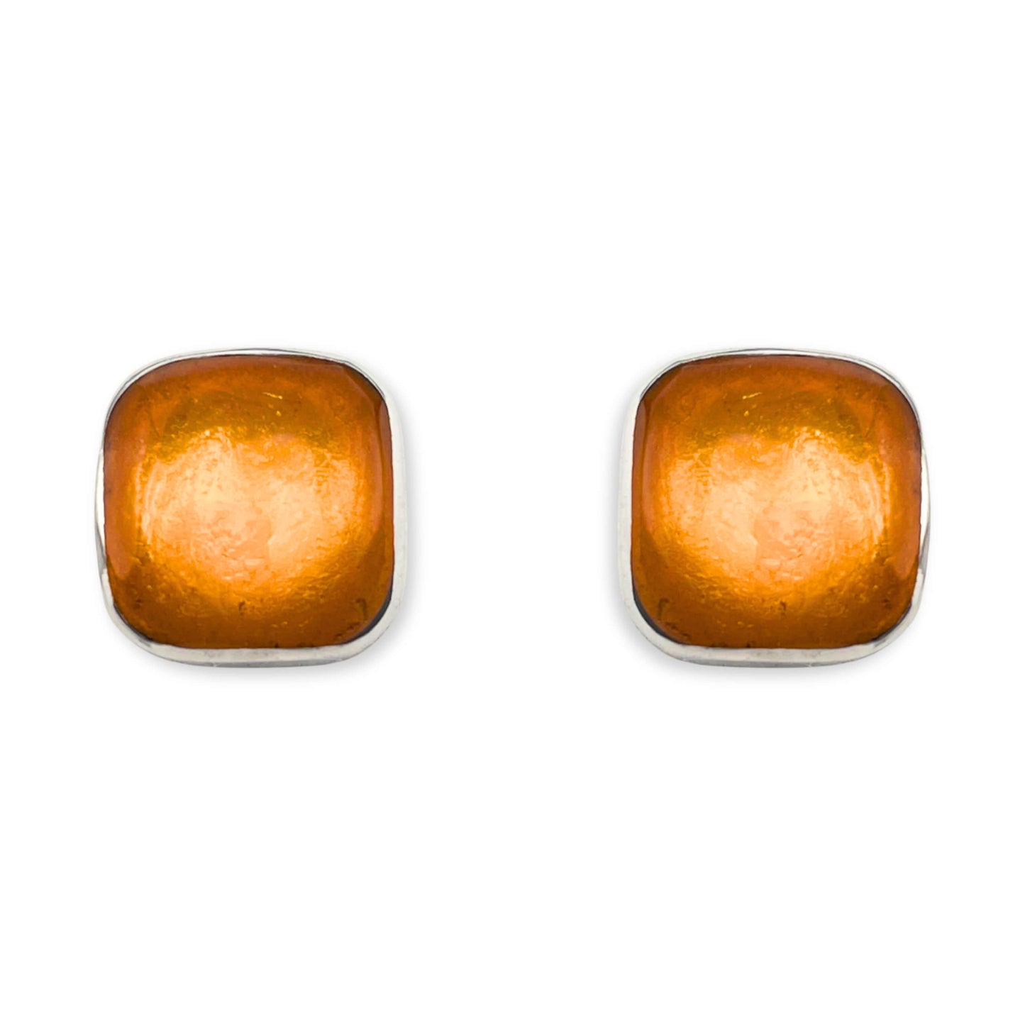 Yellow Organic Squares Large Stud Earrings