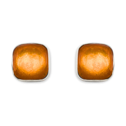 Yellow Organic Squares Large Stud Earrings