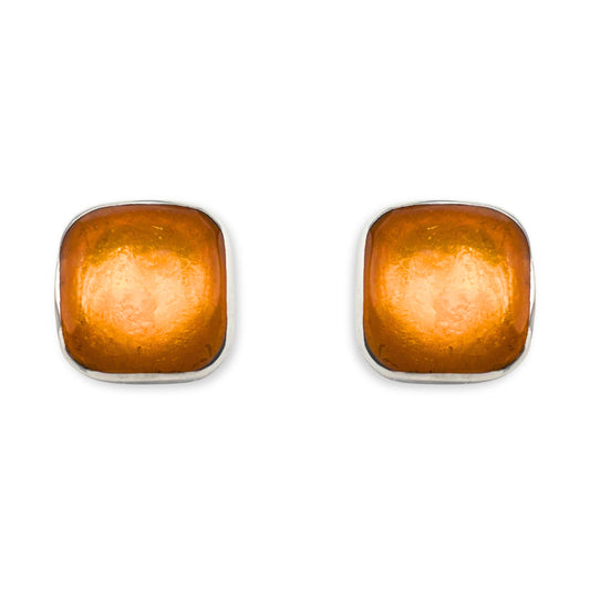 Yellow Organic Squares Large Stud Earrings
