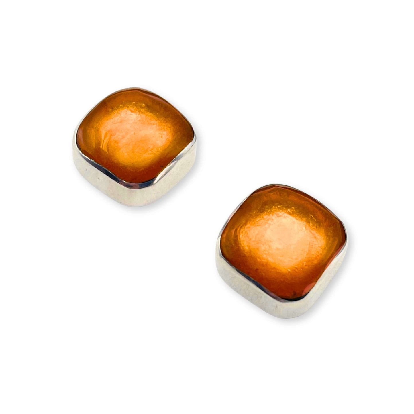Yellow Organic Squares Large Stud Earrings