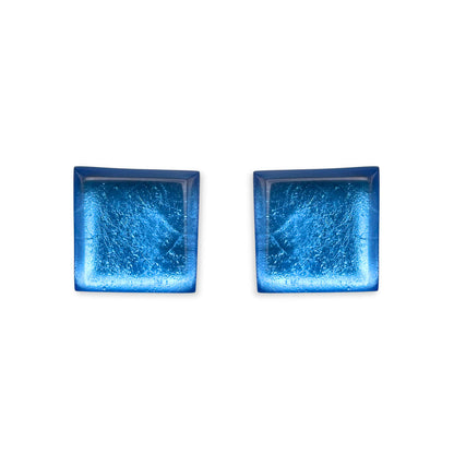 Mediterranean Square Buttons Clip Earrings
