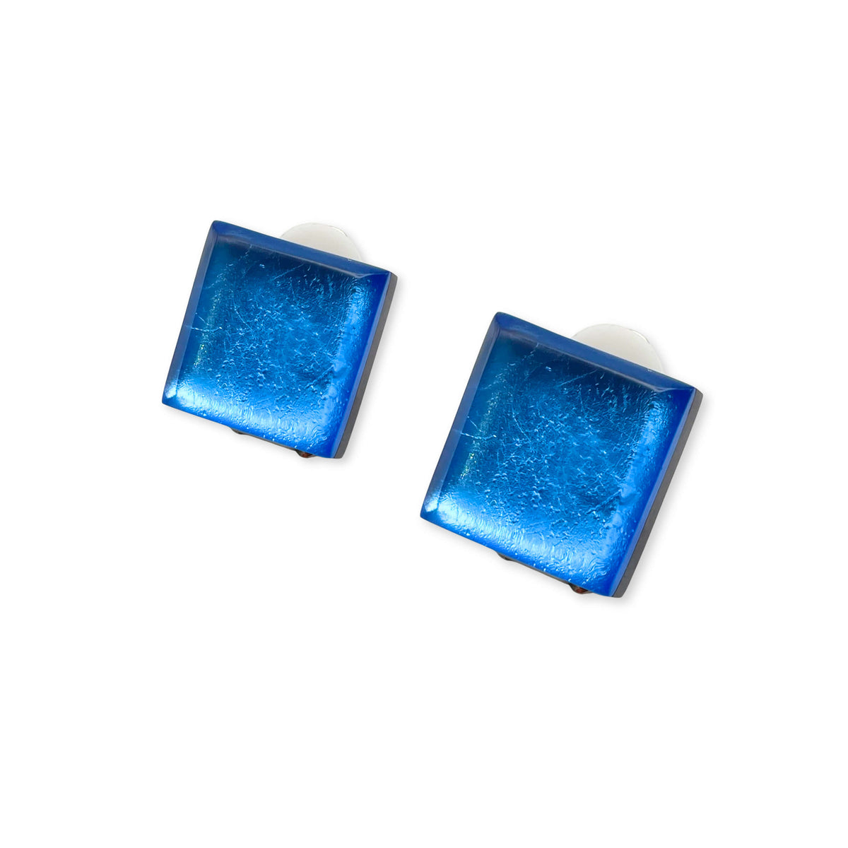 Mediterranean Square Buttons Clip Earrings