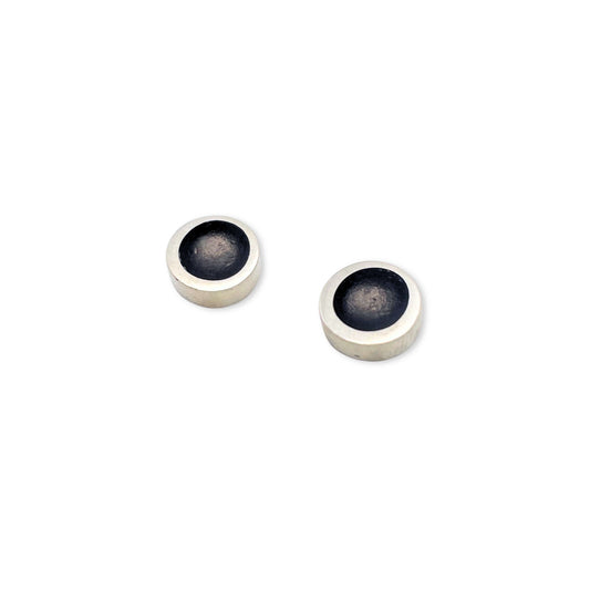 Black Organic Circle Small Stud Earrings