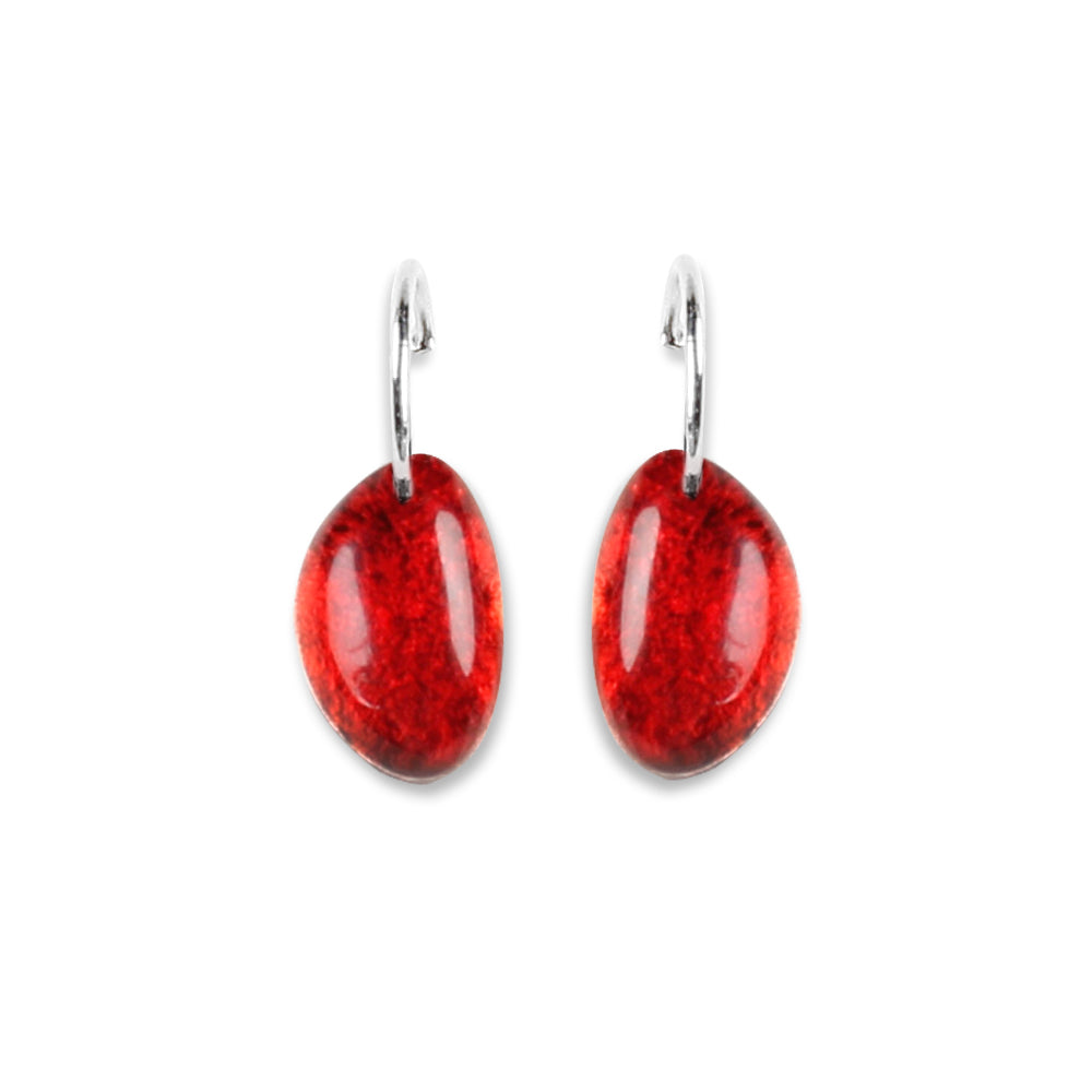 Red Pebble Creole Earrings
