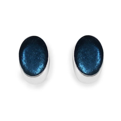Navy Oval Slice Clip Earrings | The Jewellery Stop