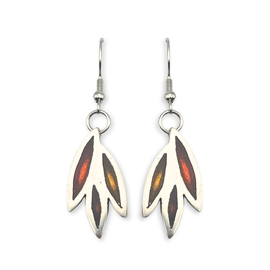 Amber Bamboo Shoot Dangle Fish Hook Earrings